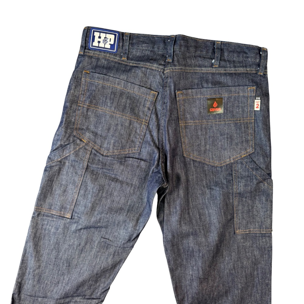 Crude‎ FR Flame Resistant Jeans 37x34 Dark Wash Denim Carpenter Work Pants H&P